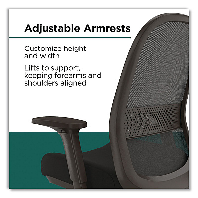 Workplace2.0 Bedford Task Stool, Supports Up to 275 lb, 26.5 x 33.6 Seat Height, Black Seat, Black Back, Black Base (WP62996CC)