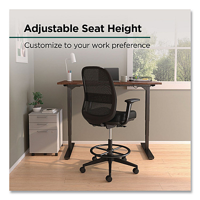 Workplace2.0 Bedford Task Stool, Supports Up to 275 lb, 26.5 x 33.6 Seat Height, Black Seat, Black Back, Black Base (WP62996CC)