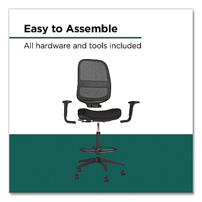 Workplace2.0 Bedford Task Stool, Supports Up to 275 lb, 26.5 x 33.6 Seat Height, Black Seat, Black Back, Black Base (WP62996CC)