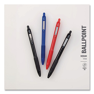 Zebra Z-Grip Recycled Retractable Ballpoint Pen, Medium 1 mm, Red Ink, Red Barrel, Dozen (20630)