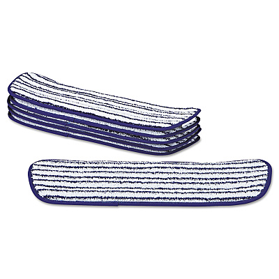 Rubbermaid Commercial Microfiber Finish Pad, 18 x 5.5, Blue/White, 6/Box (RCPQ800WHI)