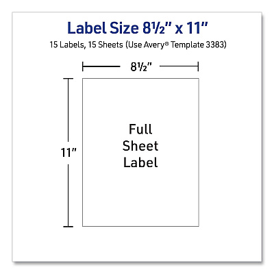 Avery Multipurpose Sticker Project Paper, Inkjet, 8.5 x 11, 15 Sheets/Pack (3383)
