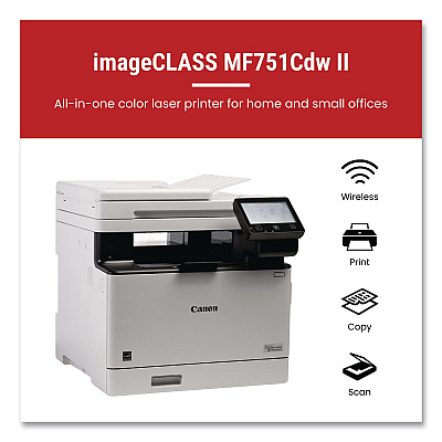 Canon imageCLASS MF751Cdw II, Wireless Multifunction Laser Printer, Copy/Print/Scan (7185C016)