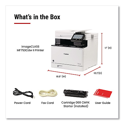 Canon imageCLASS MF753Cdw II, Wireless Multifunction Laser Printer, Copy/Fax/Print/Scan (7185C011)