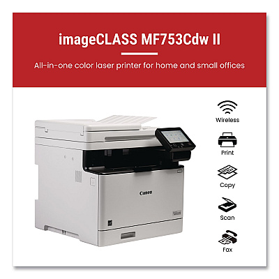 Canon imageCLASS MF753Cdw II, Wireless Multifunction Laser Printer, Copy/Fax/Print/Scan (7185C011)