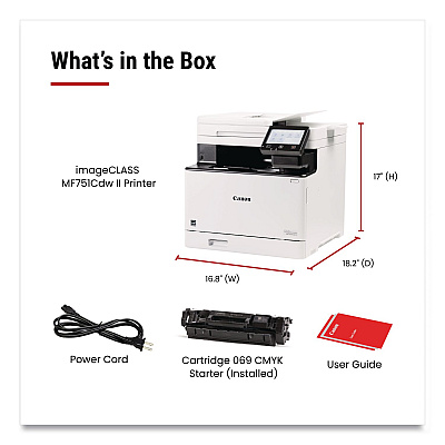 Canon imageCLASS MF751Cdw II, Wireless Multifunction Laser Printer, Copy/Print/Scan (7185C016)