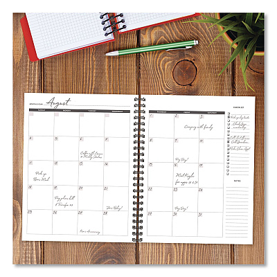 Fitness Undated Monthly Planner, 11 x 8.5, Black/Gray Cover, 12-Month, Undated (40331)