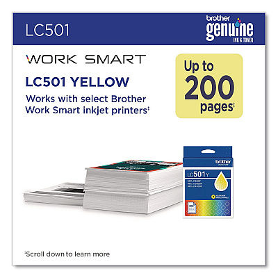Brother LC501YS Ink, 200 Page-Yield, Yellow