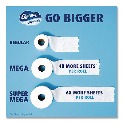 Charmin Ultra Soft Bathroom Tissue, Mega Roll, Septic Safe, 2-Ply, White, 208 Sheets/Roll, 12 Rolls/Pack (17579PK)