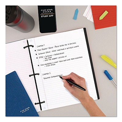 Five Star FLEX Notebinder, 1" TechLock Rings, 3-Subject, Medium/College Rule, Randomly Assorted Cover Colors, (120) 11 x 8.5 Sheets (08126)