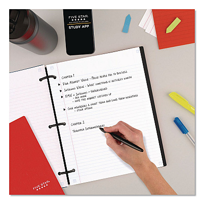 Five Star FLEX Notebinder, 1/2" TechLock Rings, 1-Subject, Medium/College Rule, Randomly Assorted Cover Colors, (80) 11 x 8.5 Sheets (08120)