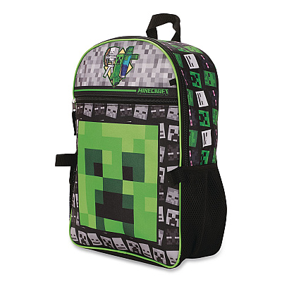 Bioworld Minecraft 5-Piece Backpack Set, Green/Gray/Black (B1Y7UR9MNCSB)