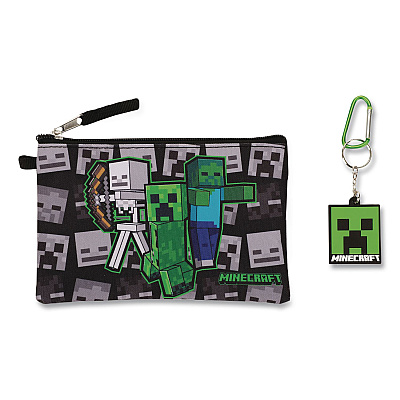 Bioworld Minecraft 5-Piece Backpack Set, Green/Gray/Black (B1Y7UR9MNCSB)