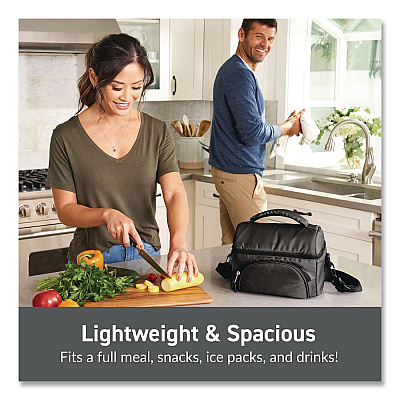 bentgo Deluxe Insulated Lunch Bag, 8" x 10" x 7.5", Carbon Black (BG2CB)