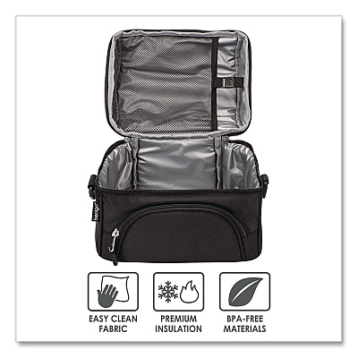 bentgo Deluxe Insulated Lunch Bag, 8" x 10" x 7.5", Carbon Black (BG2CB)