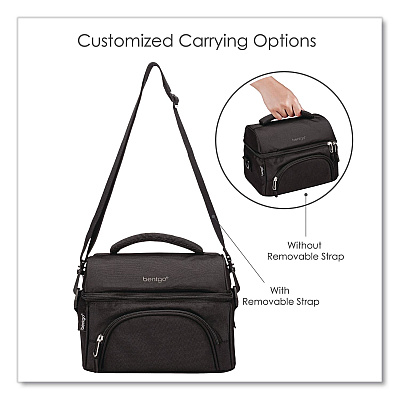 bentgo Deluxe Insulated Lunch Bag, 8" x 10" x 7.5", Carbon Black (BG2CB)