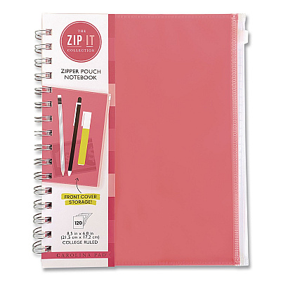 Carolina Pad Zip-It Ideal Notebook, 1-Subject, Medium/College Rule, Randomly Assorted Cover Colors, (120) 8.5 x 6.8 Sheets (55025)