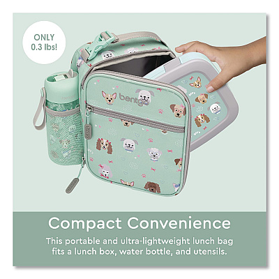 bentgo Kids Insulated Lunch Tote, Puppy Love Theme, 7.3" x 3.5" x 9.5", Mint Green/Multicolor (DBGPPY)
