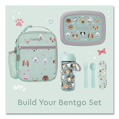 bentgo Kids Insulated Lunch Tote, Puppy Love Theme, 7.3" x 3.5" x 9.5", Mint Green/Multicolor (DBGPPY)