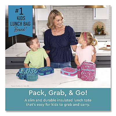 bentgo Kids Insulated Lunch Tote, Sharks Theme, 7.3" x 3.5" x 9.5", Turquoise/Blue (DBGSHK)