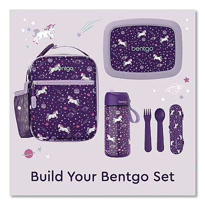 bentgo Kids Insulated Lunch Tote, Unicorns Theme, 7.3" x 3.5" x 9.5", Purple/Multicolor (DBGUNI)