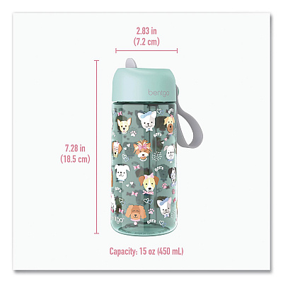 bentgo Puppy Love Plastic Water Bottle, 15 oz, Multicolor (DWB1PPY)