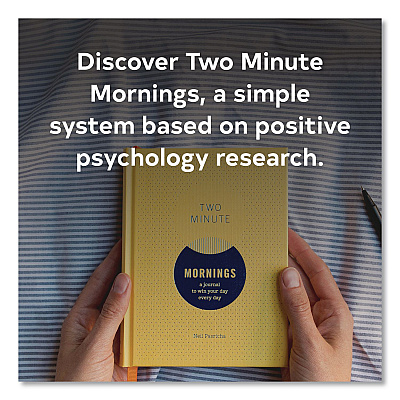 Chronicle Books Guided Journal: Two Minute Mornings - Win Your Day Every Day by Neil Pasricha, Gold/Blue Cover, (152) 6.25 x 4.75 Sheets (978145216346)