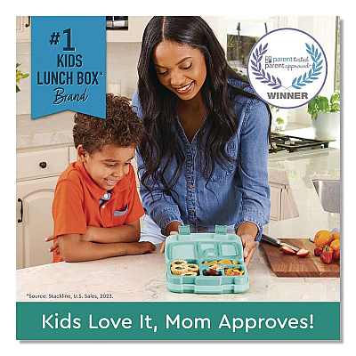 bentgo Kids Five-Compartment Bento Box, 8.5" x 6.5" x 2", Seafoam Green (KIDSSF)