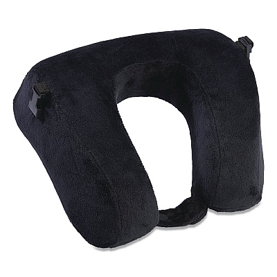Brookstone Memory Foam Fleece Travel Pillow, One Size Fits Most, 9.84 x 4.1 x 9, Black (BNPM0002)
