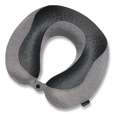 Brookstone U-Shaped Memory Foam Travel Pillow, One Size Fits Most, 12.6 x 3.74 x 12.2, Gray/Black (BNPM0007)