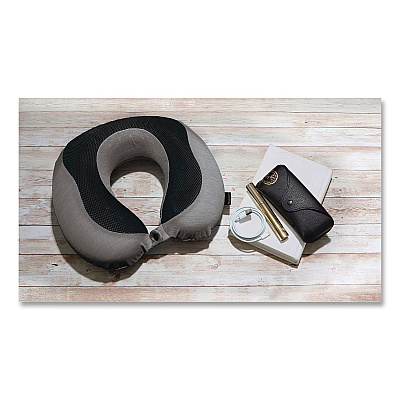 Brookstone U-Shaped Memory Foam Travel Pillow, One Size Fits Most, 12.6 x 3.74 x 12.2, Gray/Black (BNPM0007)