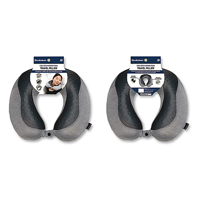 Brookstone U-Shaped Memory Foam Travel Pillow, One Size Fits Most, 12.6 x 3.74 x 12.2, Gray/Black (BNPM0007)