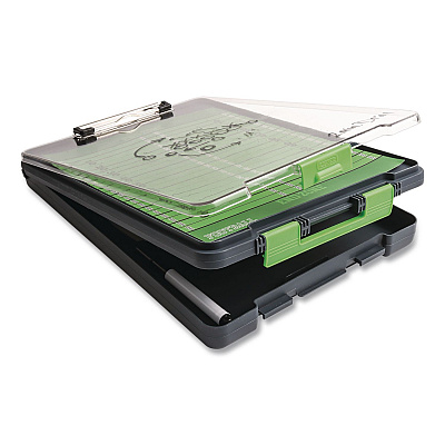 Dexas ClearView Clipcase Storage Clipboard, 0.35" Clip Capacity, Holds 8.87 x 12.25 Sheets, Gray/Green (5717802)