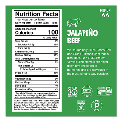 CHOMPS Jalepeno Beef Meat Stick, 1.15 oz Stick, 24/Box (ZHO00425)
