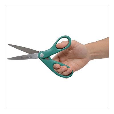 Westcott KleenEarth Rice Husk Scissors, Pointed Tip, 8" Long, Straight Blue/Green Handle, 2/Pack (14882036)
