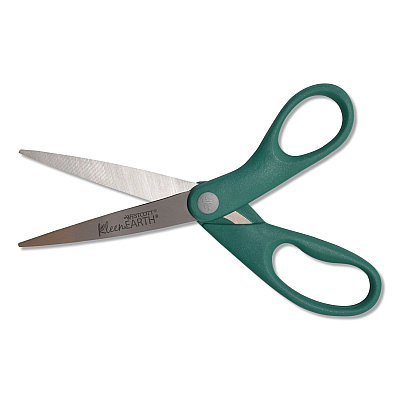 Westcott KleenEarth Rice Husk Scissors, Pointed Tip, 8" Long, Straight Blue/Green Handle, 2/Pack (14882036)
