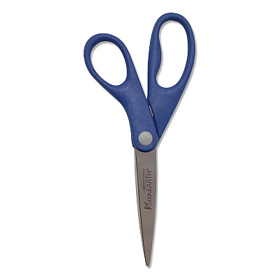 Westcott KleenEarth Rice Husk Scissors, Pointed Tip, 8" Long, Straight Blue/Green Handle, 2/Pack (14882036)