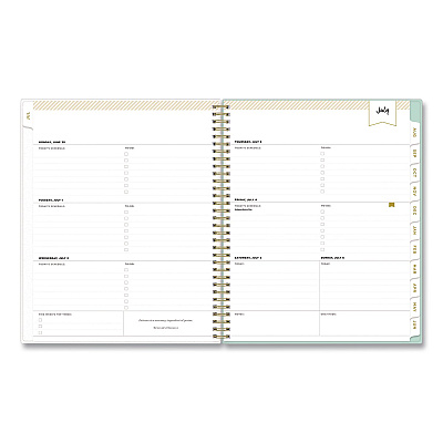 Blue Sky Day Designer Secret Garden Mint Academic Weekly/Monthly Twin-Wire Notes Planner, 11 x 8.5, 12-Month: July 2025 to June 2026 (137896A26)