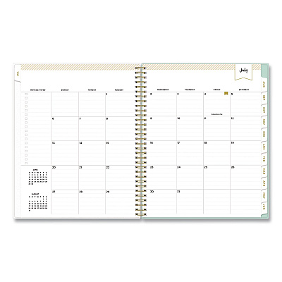 Blue Sky Day Designer Secret Garden Mint Academic Weekly/Monthly Twin-Wire Notes Planner, 11 x 8.5, 12-Month: July 2025 to June 2026 (137896A26)