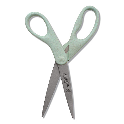 Westcott KleenEarth Rice Husk Scissors, Pointed Tip, 8" Long, Straight Sage Blue Handle (17350)