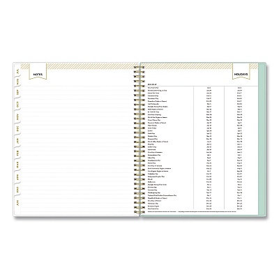 Blue Sky Day Designer Secret Garden Mint Academic Weekly/Monthly Twin-Wire Notes Planner, 11 x 8.5, 12-Month: July 2025 to June 2026 (137896A26)