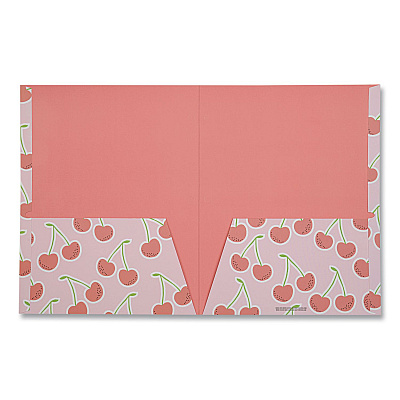 DesignWorks Ink Fruit Themed Laminated Two-Pocket Folder, Randomly Assorted Designs, 3-Hole Punched, 11 x 8.5, Randomly Assorted Colors (TPFA114ST)