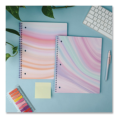 DesignWorks Ink Twin-Wire Notebook, Randomly Assorted Pastel Marble Cover Designs, 1-Subject, Medium/College Rule, (80) 10.5 x 8.5 Sheets (TTWSA115ST)