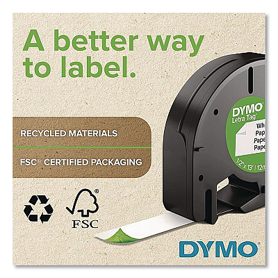 DYMO LetraTag Plastic Labels, 0.5" x 13 ft, White, 3 Cassettes/Pack (2156092)