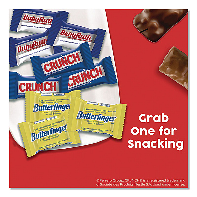 FERRERO ROCHER Baby Ruth, Butterfinger, Crunch Minis Party Pack, 90 Pieces, 32.4 oz Bag (689517)