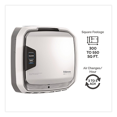 Fellowes AeraMax Pro AM3 PC H13 True HEPA Hardwired Wall-Mount Air Purifier, 550 sq ft Room Capacity, Stainless Steel (9573001)