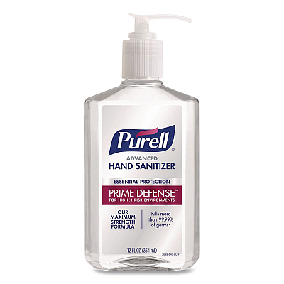 PURELL Prime Defense Advanced 85% Alcohol Gel Hand Sanitizer, 12 oz Pump Bottle, Clean Scent, 12/Carton (369912CT)