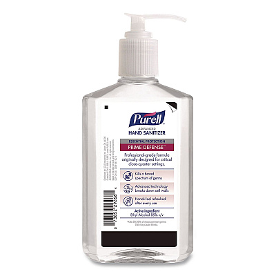 PURELL Prime Defense Advanced 85% Alcohol Gel Hand Sanitizer, 12 oz Pump Bottle, Clean Scent, 12/Carton (369912CT)