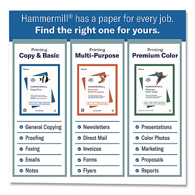 Hammermill Premium Color Copy Print Paper, 100 Bright, 28 lb Bond Weight, 8.5 x 14, Photo White, 500 Sheets/Ream, 8 Reams/Carton (102475CT)
