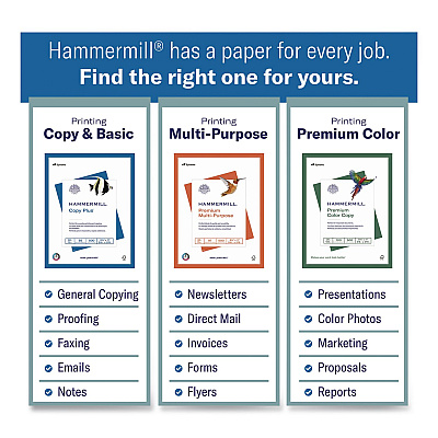 Hammermill Premium Inkjet and Laser Printer Paper, 97 Bright, 24 lb Bond Weight, 8.5 x 11, White, 500 Sheets/Ream, 5 Reams/Carton (166140CT)